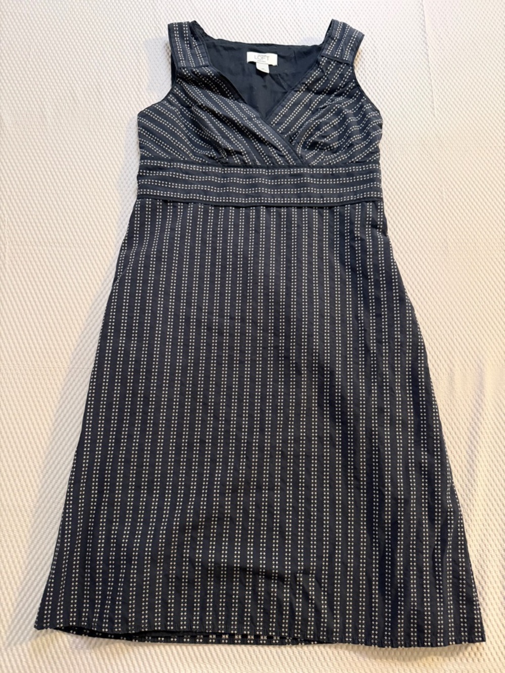 Vintage Ann Taylor LOFT Petite Dress 2P Black Print A-Line Y2K Workwear Classic